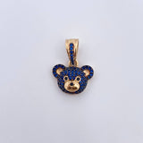 Pendant Bear Face 2.55gr / 2cm / Blue Black Zircons 18K Yellow Gold &