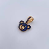 Pendant Bear Face 2.55gr / 2cm / Blue Black Zircons 18K Yellow Gold &