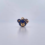 Pendant Bear Face 2.55gr / 2cm / Blue Black Zircons 18K Yellow Gold &