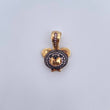 Pendant Bear Face 3gr / 2.1cm / Pink and Black Zircons Two-tone Black and Yellow 18K Gold &