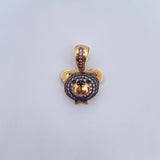 Pendant Bear Face 3gr / 2.1cm / Pink and Black Zircons Two-tone Black and Yellow 18K Gold &
