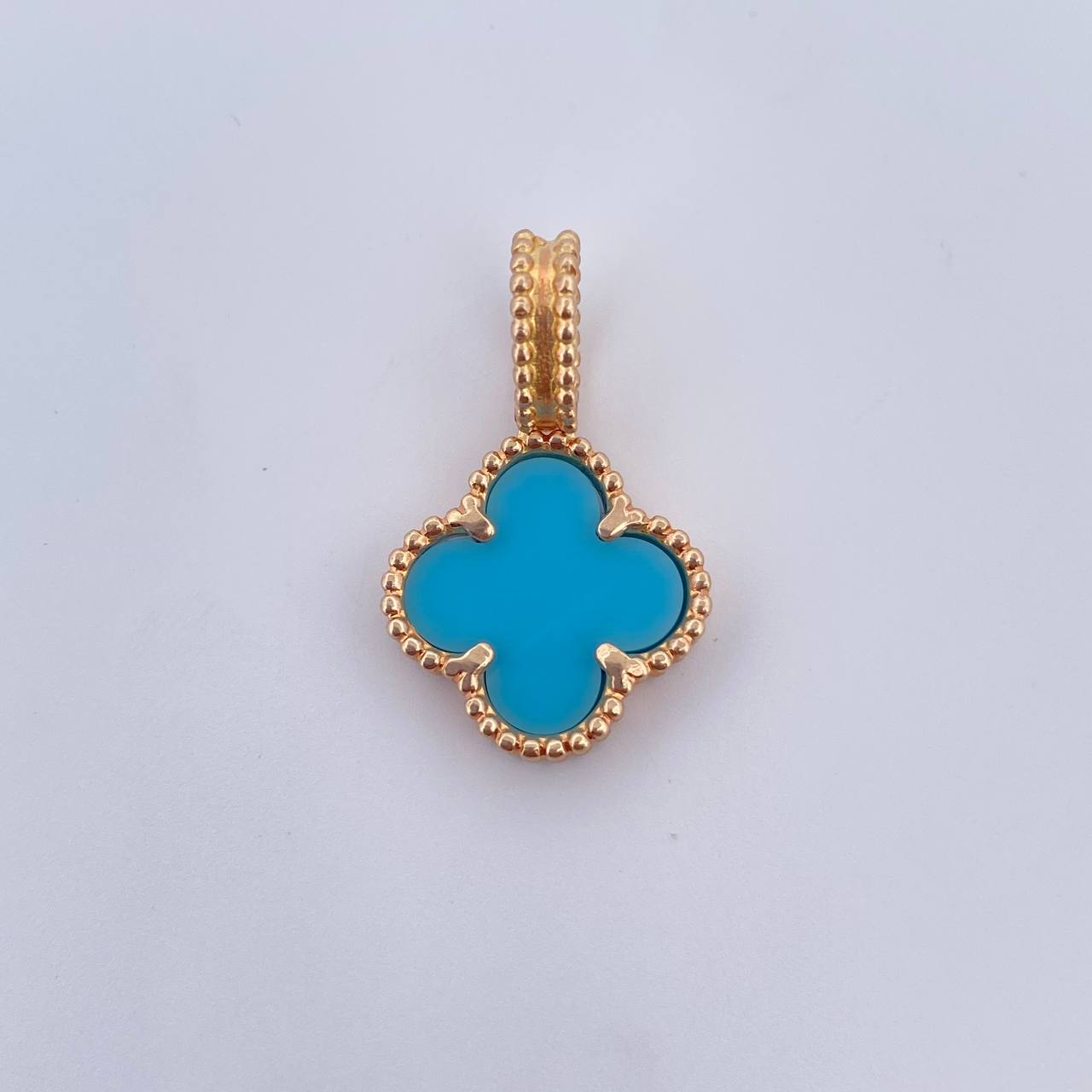 Pendant Clover 3gr / 2.4cm / Turquoise Blue 18K Yellow Gold &