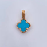 Pendant Clover 3gr / 2.4cm / Turquoise Blue 18K Yellow Gold &
