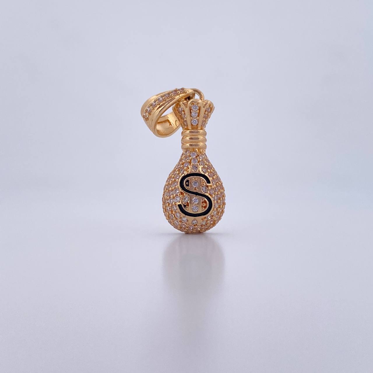 Pendant Money Bag 4.15gr / 2.9cm / White Zircons 18K Yellow Gold &
