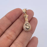 Pendant Money Bag 4.15gr / 2.9cm / White Zircons 18K Yellow Gold &