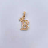 Pendant Letter B Crown 1.5gr / 2.4cm / White Zircons 18K Yellow Gold &