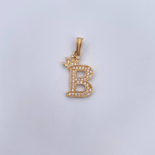 Pendant B Crown 1.55gr / 2.4cm / White Zircons 18K Yellow Gold &