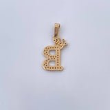 Pendant Letter B Crown 1.5gr / 2.4cm / White Zircons 18K Yellow Gold &