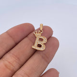 Pendant B Crown 1.55gr / 2.4cm / White Zircons 18K Yellow Gold &