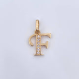 Pendant Letter F 3.25gr / 2.6cm / White Zirconia 18K Yellow Gold &