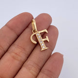 Pendant Letter F 3.25gr / 2.6cm / White Zirconia 18K Yellow Gold &