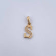 Dije Letra S 0.95gr / 1.9cm / Circones Blancos Oro Amarillo 18K &