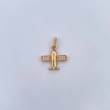 Pendant Airplane 1.25gr / 1.9cm / White Zircons 18K Yellow Gold &