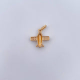 Pendant Airplane 1.25gr / 1.9cm / White Zircons 18K Yellow Gold &