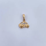 Pendant Car 0.8gr / 1.6cm / White Black Zircons 18K Yellow Gold &