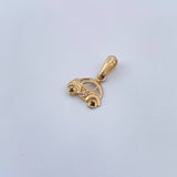 Pendant Car 0.8gr / 1.6cm / White Black Zircons 18K Yellow Gold &