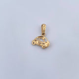 Pendant Car 0.8gr / 1.6cm / White Black Zircons 18K Yellow Gold &