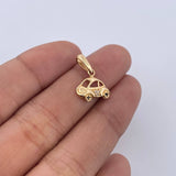 Pendant Car 0.8gr / 1.6cm / White Black Zircons 18K Yellow Gold &