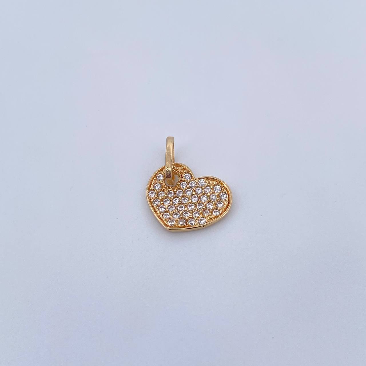 Pendant Heart Puffy 1.35gr / 1.7cm / White Zircons 18K Yellow Gold &