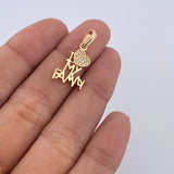 Dije Family Corazon 1.55gr / 2.3cm / Circones Blancos Oro Amarillo 18K &