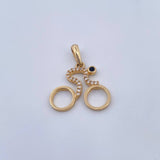 Dije Bicicleta 1.55gr / 2.2cm / Circones Blancos Negros Oro Amarillo 18K &
