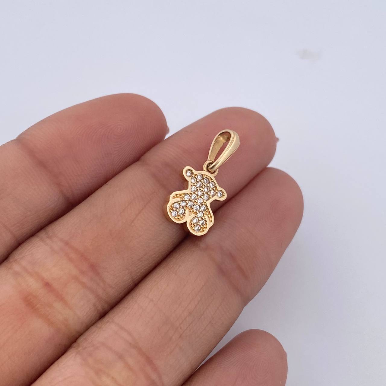 Pendant Bear Ts  1.1gr / 1.8cm / White Zircons 18K Yellow Gold &