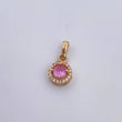 Pendant Halo 1.6gr / 1.8cm / White Zircons Pink Yellow Gold 18K &
