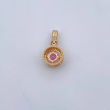 Pendant Halo 1.6gr / 1.8cm / White Zircons Pink Yellow Gold 18K &