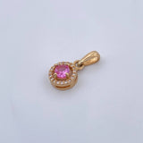 Pendant Halo 1.6gr / 1.8cm / White Zircons Pink Yellow Gold 18K &