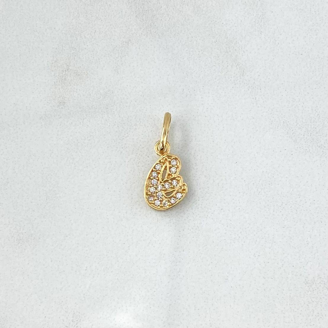 Pendant Letter E Silhouette 0.75gr / 2.1cm / White Zircons 18K Yellow Gold ©