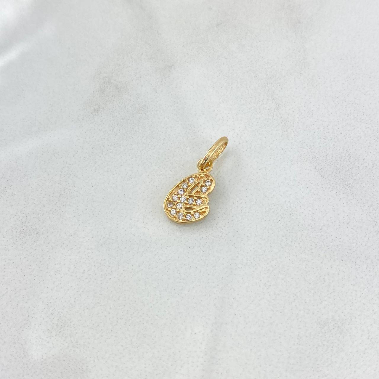 Pendant Letter E Silhouette 0.75gr / 1.6cm / White Zircons 18K Yellow Gold