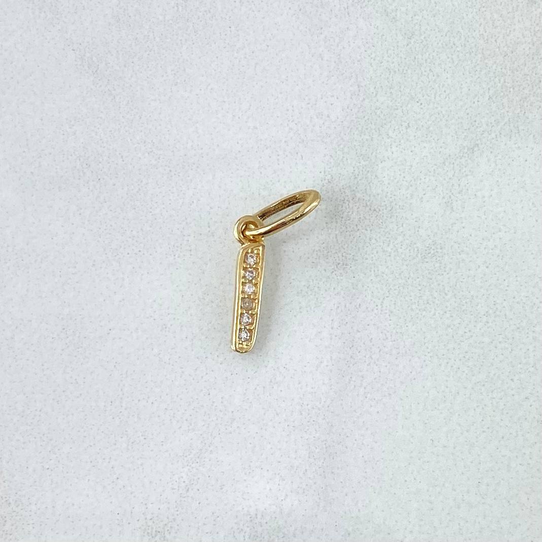 Pendant Letter I Silhouette 0.45gr / 1.6cm / White Zircons 18K Yellow Gold