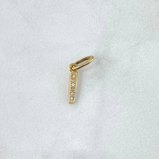 Pendant Letter I Silhouette 0.4gr / 1.6cm / White Zirconia 18K Yellow Gold *