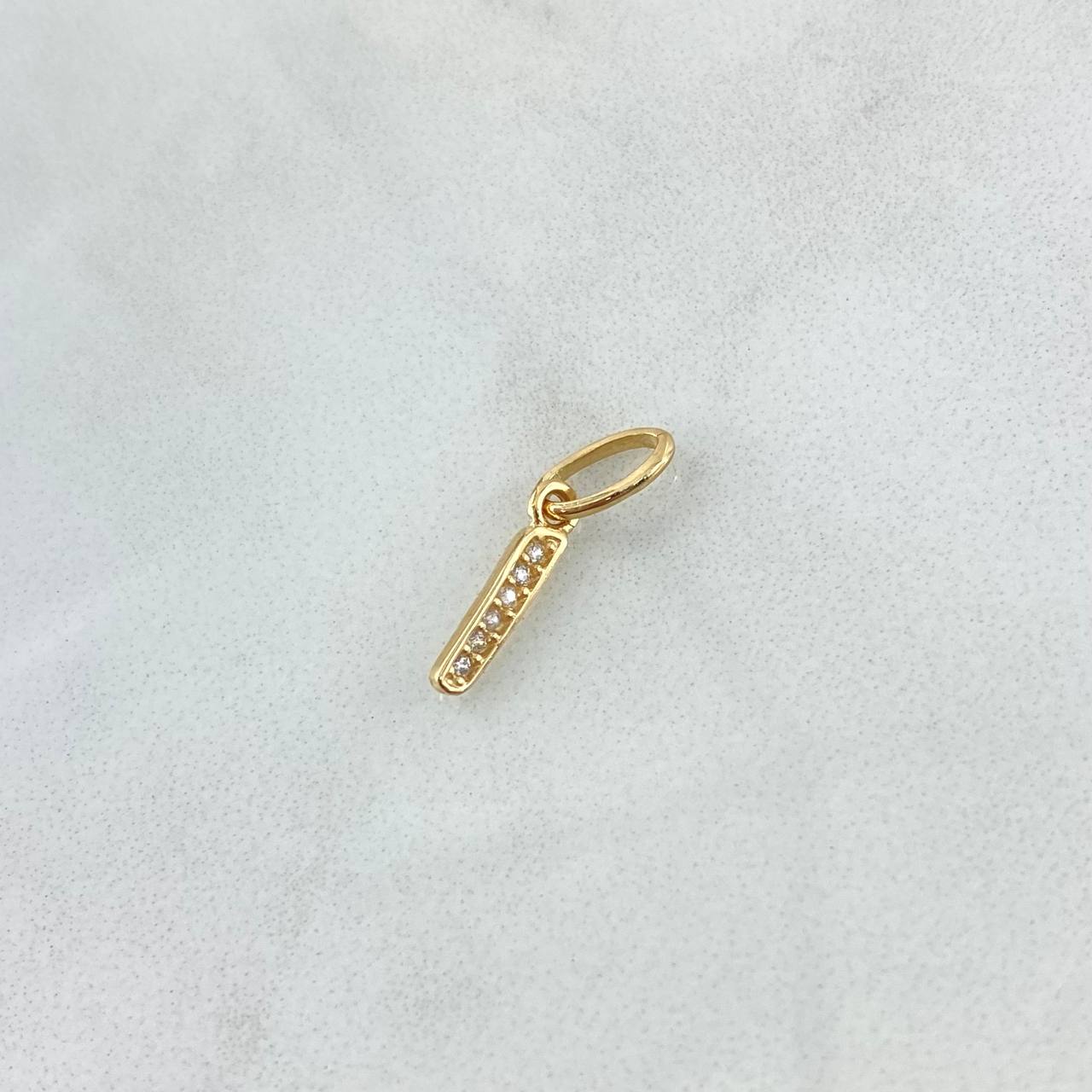 Pendant Letter I Silhouette 0.45gr / 1.6cm / White Zircons 18K Yellow Gold
