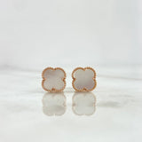 Stud Earrings Treból VCyA 2.7gr / 8mm White Pearl Dotted Rose Gold Special Pearl 18K *