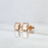 Stud Earrings Treból VCyA 2.7gr / 8mm White Pearl Dotted Rose Gold Special Pearl 18K *