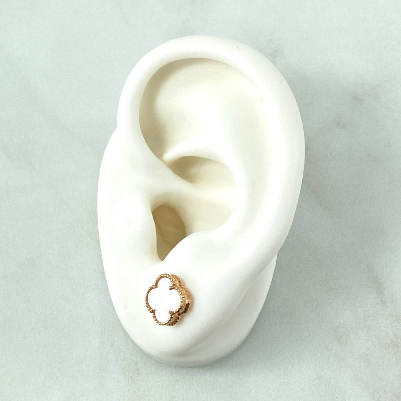 Stud Earrings Treból VCyA 2.7gr / 8mm White Pearl Dotted Rose Gold Special Pearl 18K *