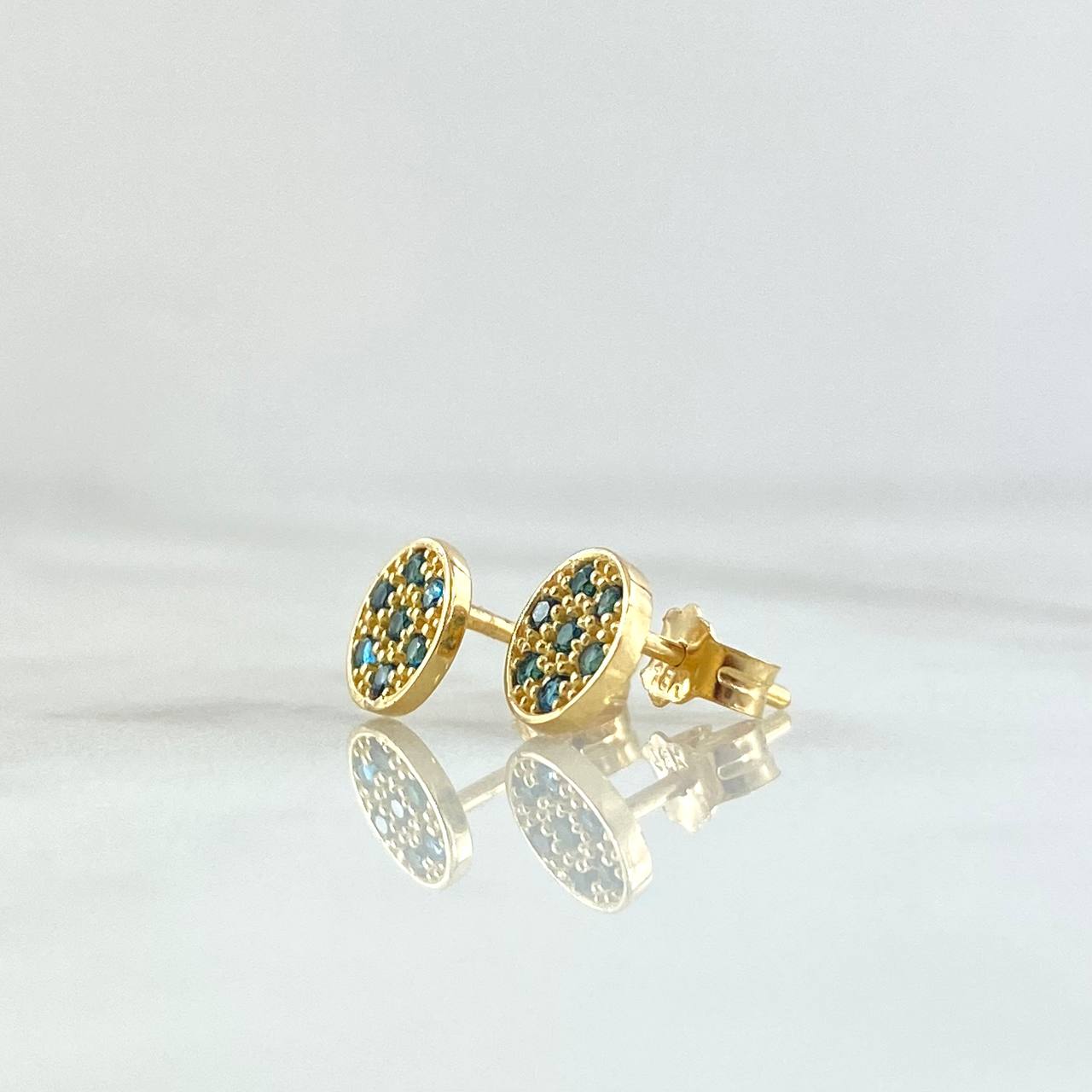 Topos Rusticos 1.15gr / 8mm Circones Verdes Oro Amarillo 18K