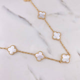 Cadena Aro Seguido Trebol 28.65gr / 45cm / 2.2mm Nacar Blanco Oro Amarillo  18K #