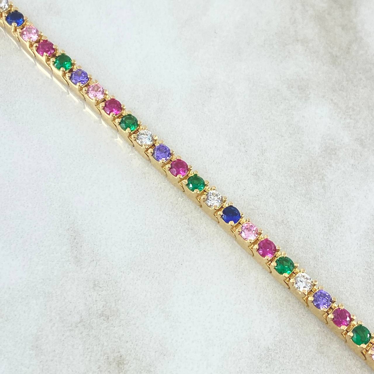 Bracelet Tennis 13.85gr / 18cm / Multicolor Zircons 18K Yellow Gold