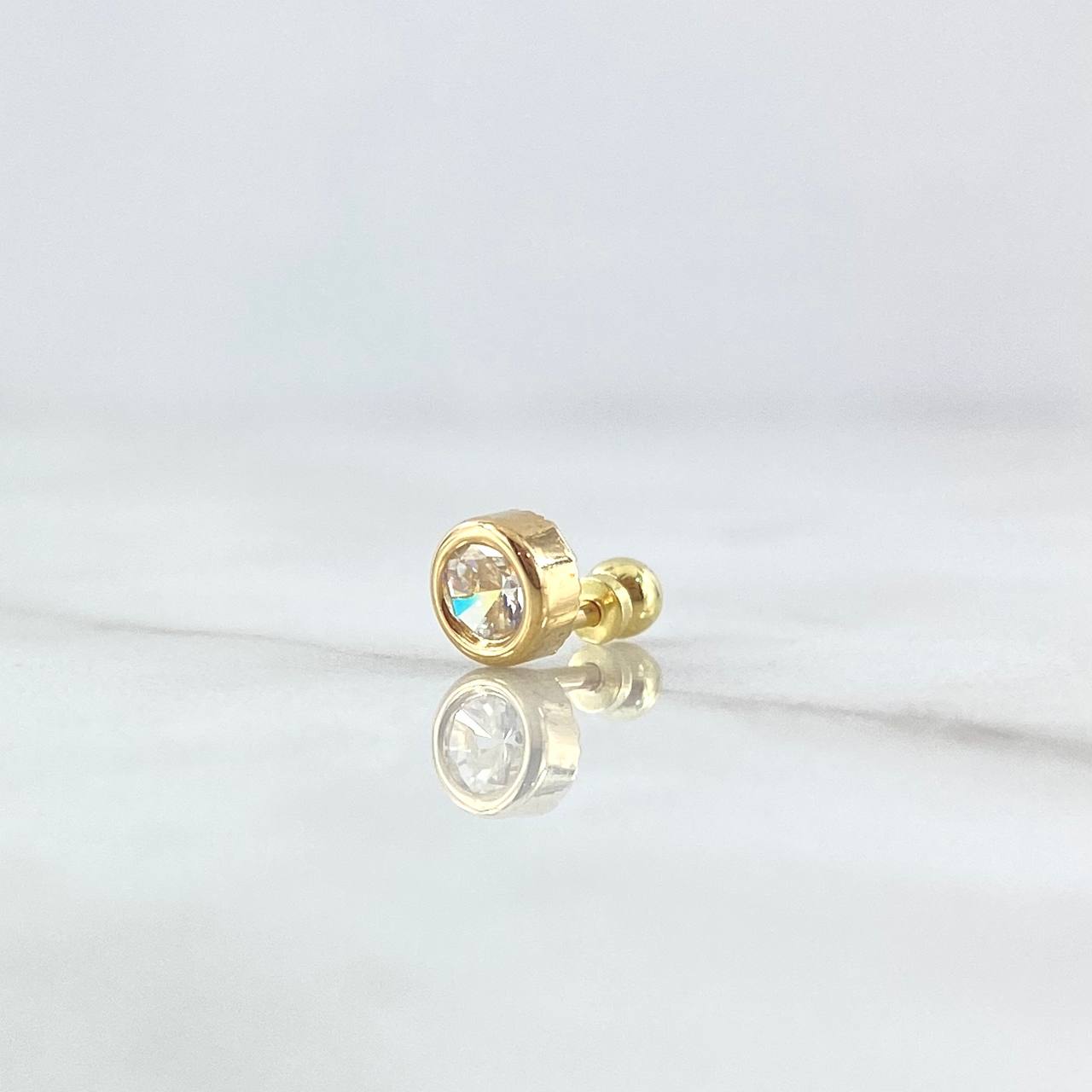 Piercing Bisel 0.45gr / 1.1cm / 5mm Circon Blanco Rosca Bola Oro Amarillo 18K (Joya)