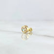Piercing Bisel 0.45gr / 1.1cm / 5mm Circon Blanco Rosca Bola Oro Amarillo 18K (Joya)