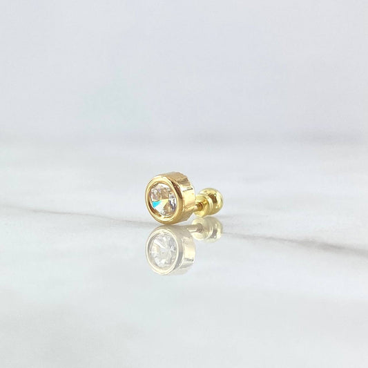 Piercing Bisel 0.45gr / 1.1cm / 5mm Circon Blanco Rosca Bola Oro Amarillo 18K (Joya)