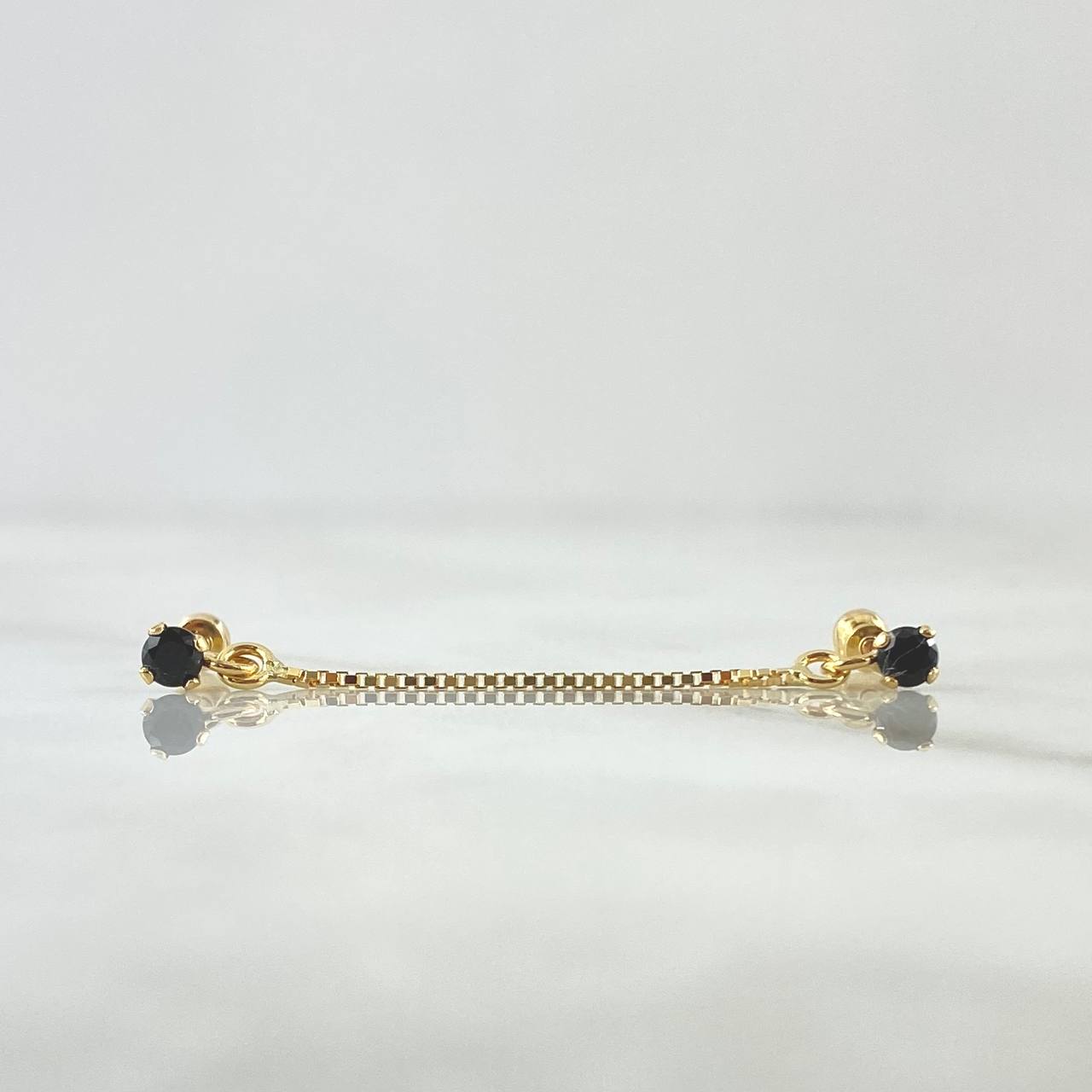 Double Pendant Piercing 0.8gr / 4cm / Thread Bead Black Zircon Yellow Gold 18K (Jewel)