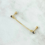 Double Pendant Piercing 0.8gr / 4cm / Thread Bead Black Zircon Yellow Gold 18K (Jewel)