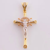 Pendant Cross Christ Wheel 5.25 g / 1 3/4 in Three Golds 18K