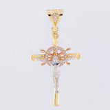 Pendant Cross Christ Wheel 5.25 g / 1 3/4 in Three Golds 18K