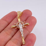 Pendant Cross Christ Wheel 5.25 g / 1 3/4 in Three Golds 18K