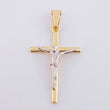 Dije Cruz Cristo 2.15 g / 1 3/4 in Dos Oros Amarillo Blanco 18K