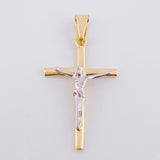 Dije Cruz Cristo 2.15 g / 1 3/4 in Dos Oros Amarillo Blanco 18K